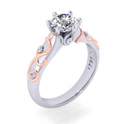 Bespoke Petalo engagement ring Round Brilliant Diamond Ring in Platinum & 18kt Rose Gold AU - Main View